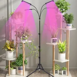LED Plantevækstlys - Vækstlampe til Indendørs Planter - Fuldspektrum - 4 Hoveder med Klemstativ - 420 LED - 30 W - 10 Lysniveauer & 3 Timer - EU-stik | CDON