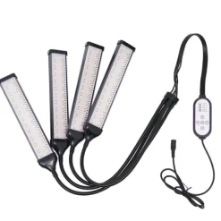 LED Plantevækstlys - Vækstlampe til Indendørs Planter - Fuldspektrum - 4 Hoveder med Klemstativ - 420 LED - 30 W - 10 Lysniveauer & 3 Timer - EU-stik | CDON