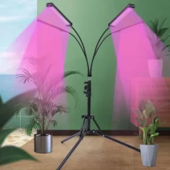 LED Plantevækstlys - Vækstlampe til Indendørs Planter - Fuldspektrum - 4 Hoveder med Klemstativ - 420 LED - 30 W - 10 Lysniveauer & 3 Timer - EU-stik | CDON
