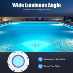 LED poollampe - Undervandslampe - 12 V AC - 10 W - 360 LED - 3600 lm - IP68 - 29,5 x 7 cm - Hvid