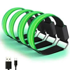 LED reflekterende armbånd - 4-pak - USB genopladelige - justerbare sikkerhedslys til udendørsaktiviteter