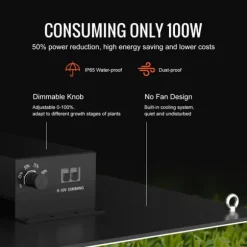LED Vækstlampe, 300 W Dæmpbar, Højtydende Samsung 2B1B Diode til indendørs planter, Frøplante og Drivhusdyrkning. Daisy Chain Driver.