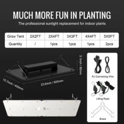 LED Vækstlampe, 300 W Dæmpbar, Højtydende Samsung 2B1B Diode til indendørs planter, Frøplante og Drivhusdyrkning. Daisy Chain Driver.