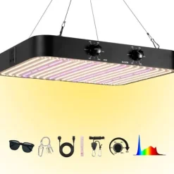 LED Vækstlampe, Dobbelt Tilstand, Fuldspektret Belysning,EU, 2000W Sort
