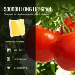 LED vækstlampe, fuldspektrum dæmpbar 150W, 30x40x12 cm, indendørs plantevækst