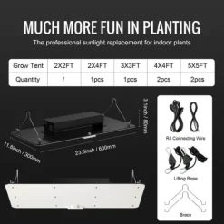 LED Vækstlys, 200 W fuldspektret dæmpbar, højtydende Samsung dioder til indendørs planter i væksttelt. Daisy chain driver til 2x4/3x3 ft.