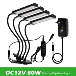 LED Vækstlys, Fuld Spektrum, Dæmpbar Timing, 12V Adapter 80W