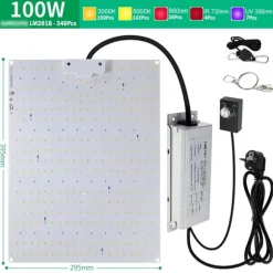 LED Vækstlys, Fuldspektrum, Phyto Vækstlampe,100W