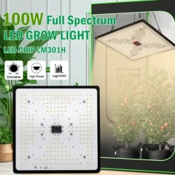 LED Vækstlys, Fuldt Spektrum, Dæmpbar Design,100W