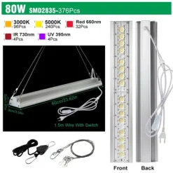 LED Vækstlys, Fuldt Spektrum, Energi Effektiv,80W