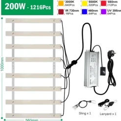 LED Vækstlys, Fuldt Spektrum, Dæmpbar Design,EU, 200W