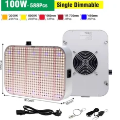 LED Vækstlys, Høj-Effektiv Design, Alsidigt Lysespektrum,100W