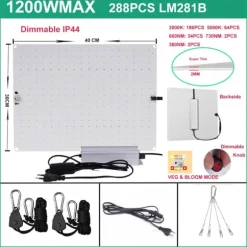 LED Vækstlys, Quantum Sunlike Fuldt Spektrum, Plante Fabrikker Drivhuse,1200WMAX IR UV Pro