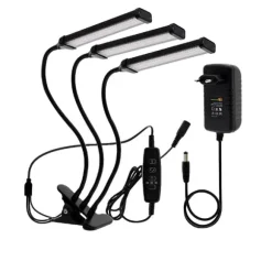 LED Vækstlys, Skrivebordsclip & Gulvstående, 12V Dæmpbar, Justerbar Længde 40cm-160cm,60W Rød Blå