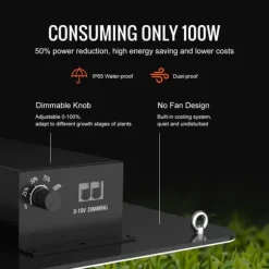 LED Vækstlys, 150W fuldspektrum dæmpbar, kraftfulde Samsung dioder til indendørs planter og drivhus. Daisy Chain driver til 3x3 ft telt.