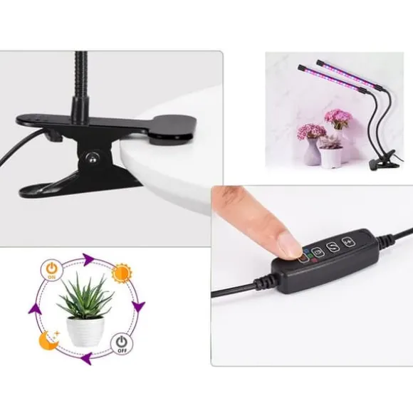 LED-lampe til dyrkning af planter, fuldspektret blomstervækst med klipsjustering