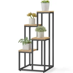 Leobert Reol/Plantehylde 4 Hylder I Eg/Sorte Ben 78X9X41