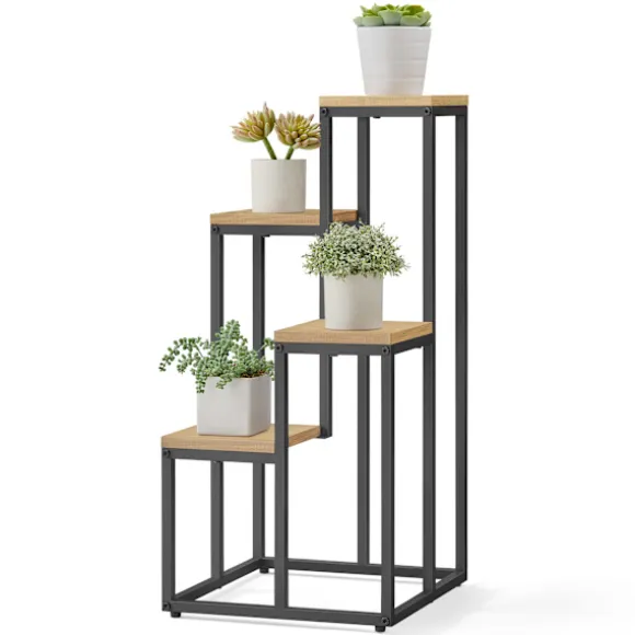 Leobert Reol/Plantehylde 4 Hylder I Eg/Sorte Ben 78X9X41