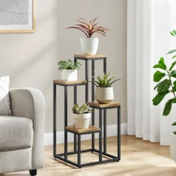 Leobert Reol/Plantehylde 4 Hylder I Eg/Sorte Ben 78X9X41