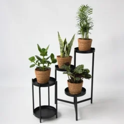 Letplejede stueplanter - Sæt med 4 inkl. kurv - Højde 25–40cm - ⌀12cm