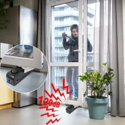 Lollanda bærbar 2-i-1 dørstopalarm – 120 dB høj støj, indbrudsbeskyttelse og sikkerhedsalarm i hjemmet med nødalarm