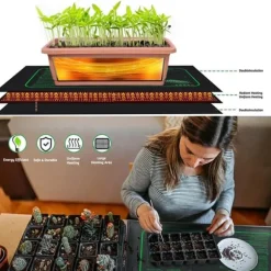 Lollanda frøspiringsvarmemåtte, frøplantevarmemåtte 25x52cm, IP67 vandtæt, planteformering, til planter og hydroponics