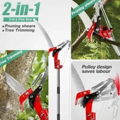 Lollanda 2-i-1 beskæreværktøj – manuel grensaks og højgrensav, kombineret haveredskab til skæring af trægrene