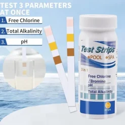 Lollanda 50-Pack 3-i-1 poolteststrimler og spa-teststrimler - pH, vandtester, alkalinitet, frit klor
