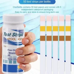 Lollanda 50-Pack 3-i-1 poolteststrimler og spa-teststrimler - pH, vandtester, alkalinitet, frit klor