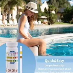 Lollanda 50-Pack 3-i-1 poolteststrimler og spa-teststrimler - pH, vandtester, alkalinitet, frit klor