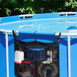 Lollanda Poolopbevaring, Opbevaring til pool 61x51cm til legetøj – Netpose med ophængskrog, til pool, strandfester, camping og strandfester