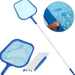 Lollanda Poolskimmer med 5-delt justerbar teleskopisk aluminiumsstang – Finmasket poolnet, velegnet til pool og spa