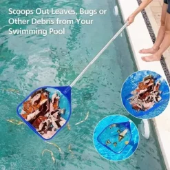 Lollanda Poolskimmer med 5-delt justerbar teleskopisk aluminiumsstang – Finmasket poolnet, velegnet til pool og spa
