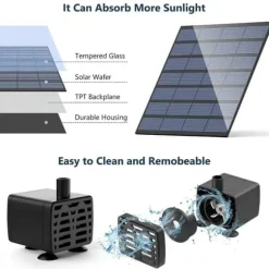 Lollanda Solar Powered Fountain – Solar vandpumpe med 6 dyser, til fuglebade, fiskedam og have