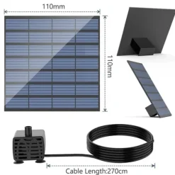 Lollanda Solar Powered Fountain – Solar vandpumpe med 6 dyser, til fuglebade, fiskedam og have