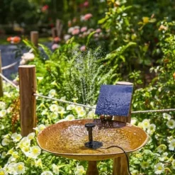 Lollanda Solar Powered Fountain – Solar vandpumpe med 6 dyser, til fuglebade, fiskedam og have