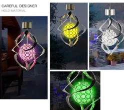 Lollanda Solar Powered Wind Chime Lampe, Wind Chime med RGB, Wind Chime med Solar PV LED, IP65, Wind Chime Haven Dekoration Udendørs Belysning