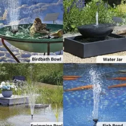 Lollanda soldrevet springvandspumpe, hurtigt arbejdende, energieffektiv, nem at rengøre, til fuglebade, have og pool