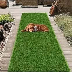 Lollanda Udendørs Kunstgræsplæne 0,5x2 m – 15 mm tyk, permeabel græsplæne til altan, have og terrasse, grøn kunstgræsplæne