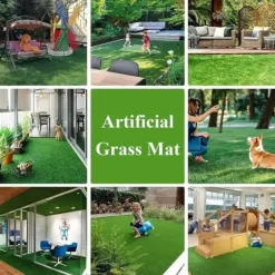 Lollanda Udendørs Kunstgræsplæne 0,5x2 m – 15 mm tyk, permeabel græsplæne til altan, have og terrasse, grøn kunstgræsplæne