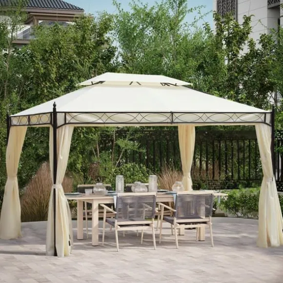 Luxuspavillon 3x4 m, creme – festtelt til have & terrasse