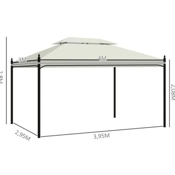 Luxuspavillon 3x4 m, creme – festtelt til have & terrasse