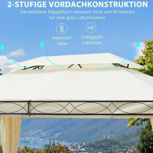 Luxuspavillon 3x4 m, creme – festtelt til have & terrasse