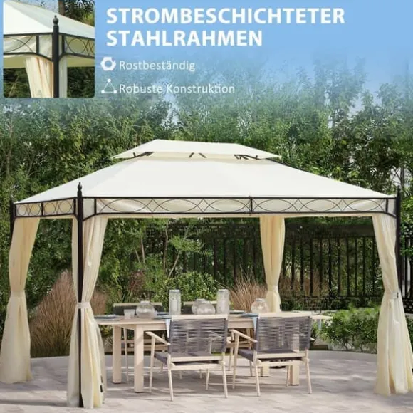 Luxuspavillon 3x4 m, creme – festtelt til have & terrasse