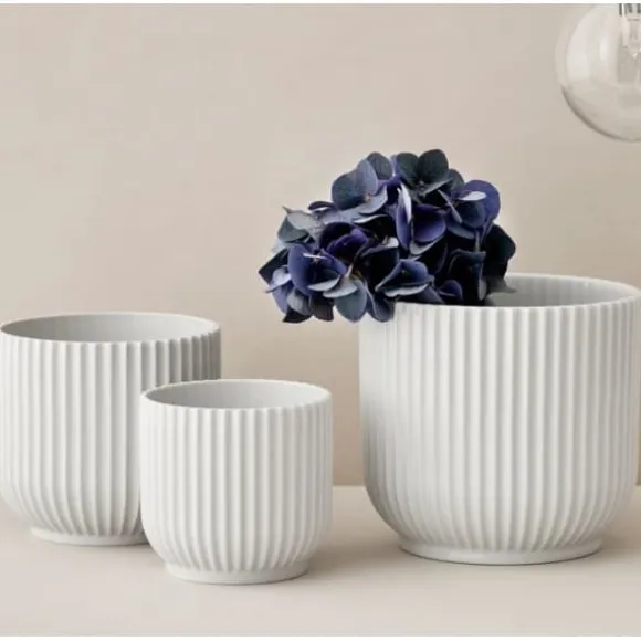 Lyngby Flower Pot White, H 13cm - Lyngby Porcelæn