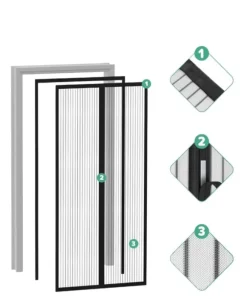 Magnetisk myggenet til døre uden boring mod insekter 90 x 210 cm
