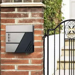 Mailbox - vægbus med vindue - Van rustfrit stål - sølv / antracit