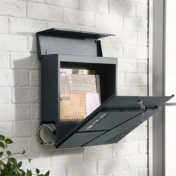 Mailbox - Wall Letterbox - Med visningsvindue - med lås og nøgler - sort