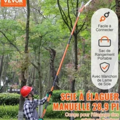 Manuel stangsav, 2,2-8,2 m teleskopisk, stålblad, glasfiberhåndtag
