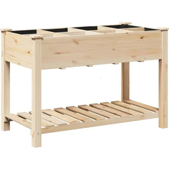 Massiv Blomsterkrukke med Hylde - Træplantkasse | Farve: Beige | Størrelse: 115x59x76.5 cm